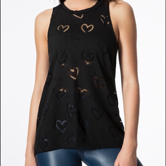 Terez Racer Tank Top Hearts Burnout size M NWT - Picture 4 of 8